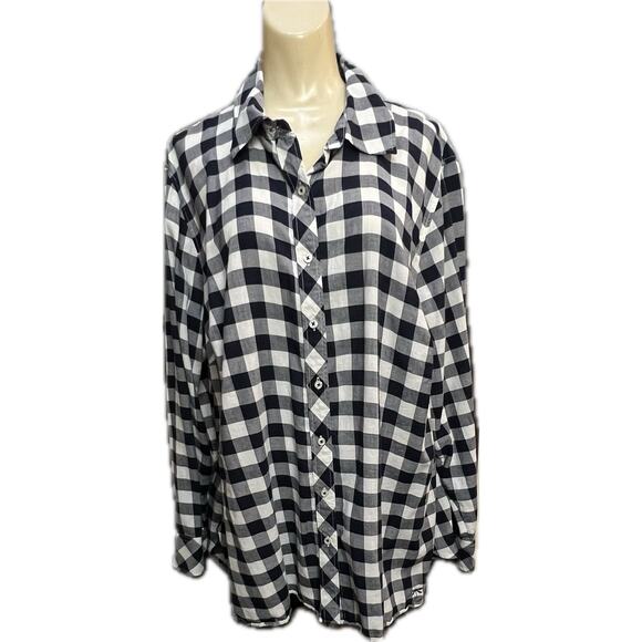 TALBOTS Women’s .Black & White Buffalo Plaid Blouse. 2X - Picture 3 of 8